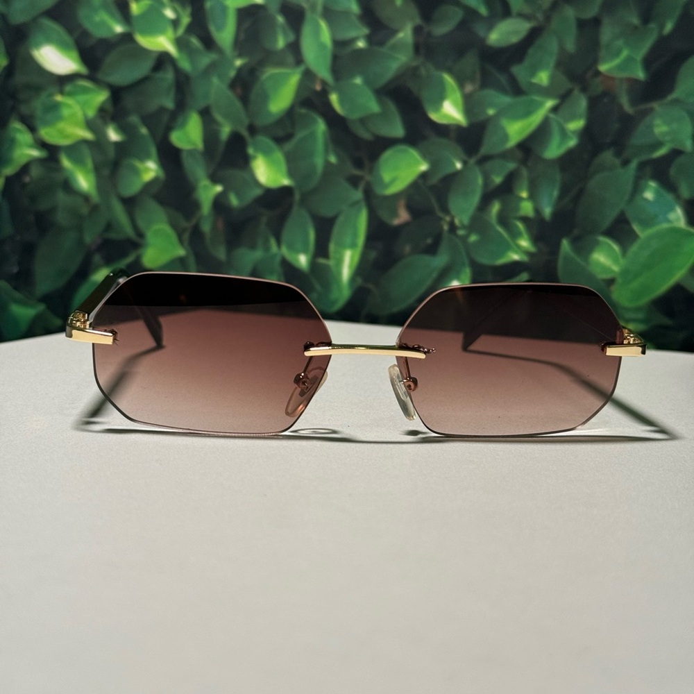 Trendy Brown Rimless Metal Frames